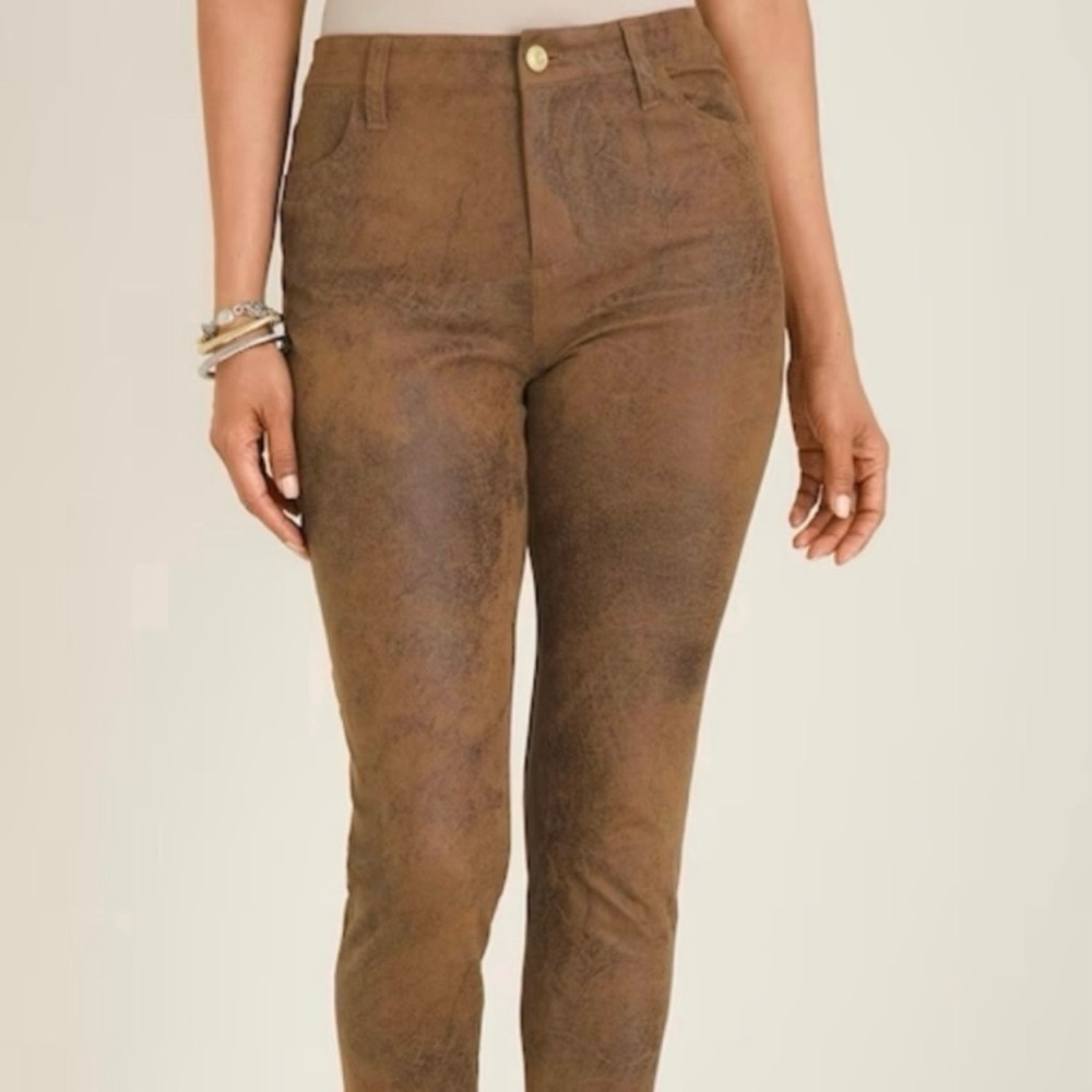 Chicos Brown Leather Pants - Picture 2 of 8